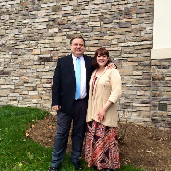 My husband, Terry and I, standing outside our church on Easter 2015.