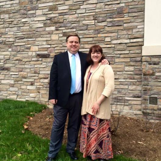 My husband, Terry and I, standing outside our church on Easter 2015.